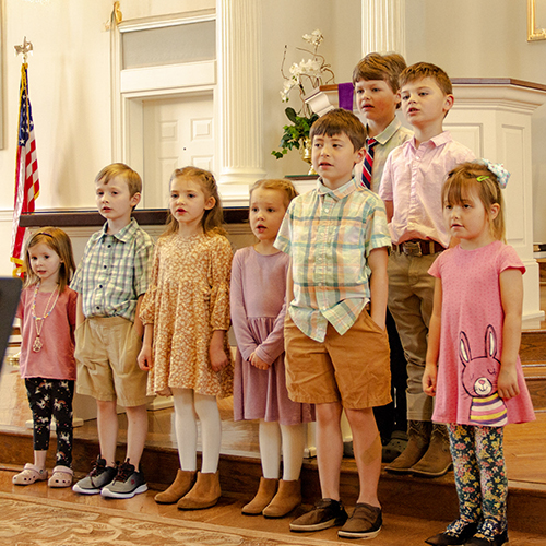 children playing during God-play Sunday School at Kernersville Moravian